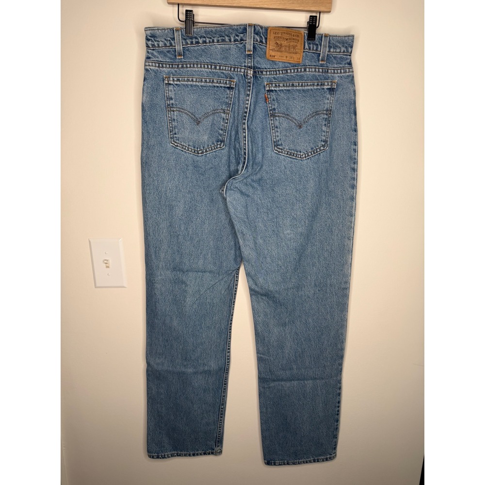 Vintage Levis 518 Orange Tab Relaxed Fit Jeans Mens 38x34 Made in USA Blue Denim
